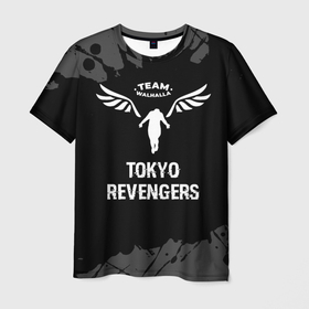 Мужская футболка 3D с принтом Tokyo Revengers glitch на темном фоне в Белгороде, 100% полиэфир | прямой крой, круглый вырез горловины, длина до линии бедер | Тематика изображения на принте: 