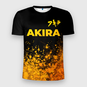 Мужская футболка 3D Slim с принтом Akira   gold gradient: символ сверху в Санкт-Петербурге, 100% полиэстер с улучшенными характеристиками | приталенный силуэт, круглая горловина, широкие плечи, сужается к линии бедра | Тематика изображения на принте: 