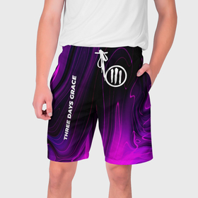Мужские шорты 3D с принтом Three Days Grace violet plasma ,  полиэстер 100% | прямой крой, два кармана без застежек по бокам. Мягкая трикотажная резинка на поясе, внутри которой широкие завязки. Длина чуть выше колен | 