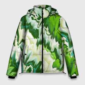Мужская зимняя куртка 3D с принтом Зеленые штрихи в Петрозаводске, верх — 100% полиэстер; подкладка — 100% полиэстер; утеплитель — 100% полиэстер | длина ниже бедра, свободный силуэт Оверсайз. Есть воротник-стойка, отстегивающийся капюшон и ветрозащитная планка. 

Боковые карманы с листочкой на кнопках и внутренний карман на молнии. | 