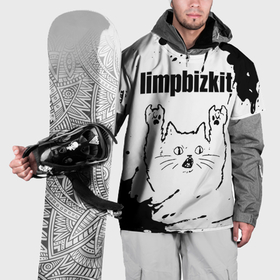 Накидка на куртку 3D с принтом Limp Bizkit рок кот на светлом фоне в Кировске, 100% полиэстер |  | Тематика изображения на принте: 