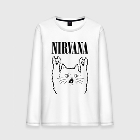 Мужской лонгслив хлопок с принтом Nirvana   rock cat в Петрозаводске, 100% хлопок |  | 