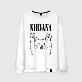 Мужской свитшот хлопок с принтом Nirvana   rock cat в Петрозаводске, 100% хлопок |  | 