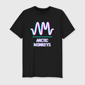 Мужская футболка хлопок Slim с принтом Arctic Monkeys glitch rock , 92% хлопок, 8% лайкра | приталенный силуэт, круглый вырез ворота, длина до линии бедра, короткий рукав | Тематика изображения на принте: 