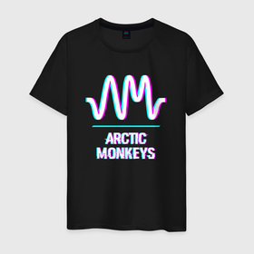 Мужская футболка хлопок с принтом Arctic Monkeys glitch rock , 100% хлопок | прямой крой, круглый вырез горловины, длина до линии бедер, слегка спущенное плечо. | 