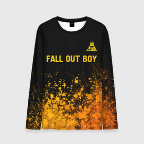 Мужской лонгслив 3D с принтом Fall Out Boy   gold gradient: символ сверху , 100% полиэстер | длинные рукава, круглый вырез горловины, полуприлегающий силуэт | 