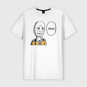 Мужская футболка хлопок Slim с принтом Сайтама мем в Кировске, 92% хлопок, 8% лайкра | приталенный силуэт, круглый вырез ворота, длина до линии бедра, короткий рукав | 