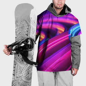 Накидка на куртку 3D с принтом Неоновые абстрактные волны в Белгороде, 100% полиэстер |  | 