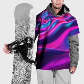 Накидка на куртку 3D с принтом Фиолетовые  неоновые волны в Белгороде, 100% полиэстер |  | Тематика изображения на принте: 