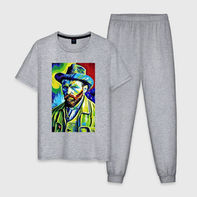 Мужская пижама хлопок с принтом Vincent Van Gogh   self portrait в Курске, 100% хлопок | брюки и футболка прямого кроя, без карманов, на брюках мягкая резинка на поясе и по низу штанин
 | 