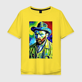Мужская футболка хлопок Oversize с принтом Vincent Van Gogh   self portrait в Кировске, 100% хлопок | свободный крой, круглый ворот, “спинка” длиннее передней части | Тематика изображения на принте: 