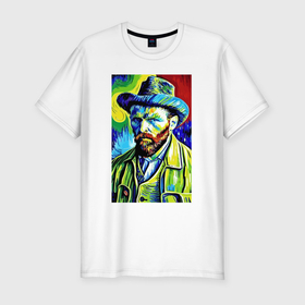 Мужская футболка хлопок Slim с принтом Vincent Van Gogh   self portrait в Новосибирске, 92% хлопок, 8% лайкра | приталенный силуэт, круглый вырез ворота, длина до линии бедра, короткий рукав | 
