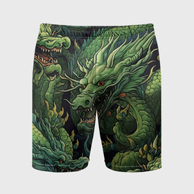 Мужские шорты спортивные с принтом Зеленые драконы: арт нейросети в Санкт-Петербурге,  |  | 