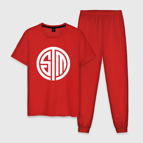 Мужская пижама хлопок с принтом Team solo mid logo , 100% хлопок | брюки и футболка прямого кроя, без карманов, на брюках мягкая резинка на поясе и по низу штанин
 | 