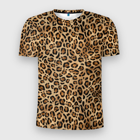 Мужская футболка 3D Slim с принтом Шкура леопарда, гепарда, ягуара, рыси в Новосибирске, 100% полиэстер с улучшенными характеристиками | приталенный силуэт, круглая горловина, широкие плечи, сужается к линии бедра | 