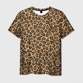 Мужская футболка 3D с принтом Шкура леопарда, гепарда, ягуара, рыси в Санкт-Петербурге, 100% полиэфир | прямой крой, круглый вырез горловины, длина до линии бедер | 