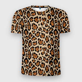 Мужская футболка 3D Slim с принтом Пятнистая шкура в Екатеринбурге, 100% полиэстер с улучшенными характеристиками | приталенный силуэт, круглая горловина, широкие плечи, сужается к линии бедра | 