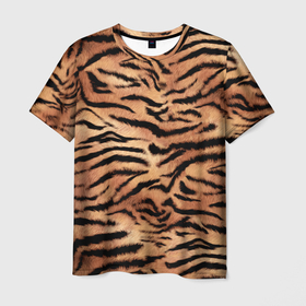 Мужская футболка 3D с принтом Полосатая шкура тигра в Белгороде, 100% полиэфир | прямой крой, круглый вырез горловины, длина до линии бедер | 
