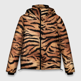 Мужская зимняя куртка 3D с принтом Полосатая шкура тигра в Тюмени, верх — 100% полиэстер; подкладка — 100% полиэстер; утеплитель — 100% полиэстер | длина ниже бедра, свободный силуэт Оверсайз. Есть воротник-стойка, отстегивающийся капюшон и ветрозащитная планка. 

Боковые карманы с листочкой на кнопках и внутренний карман на молнии. | Тематика изображения на принте: 