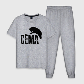 Мужская пижама хлопок с принтом Сёма и медведь , 100% хлопок | брюки и футболка прямого кроя, без карманов, на брюках мягкая резинка на поясе и по низу штанин
 | 