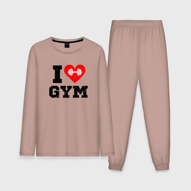Мужская пижама с лонгсливом хлопок с принтом I love gym в Курске,  |  | Тематика изображения на принте: 