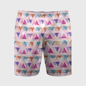 Мужские шорты спортивные с принтом Цветные треугольники в Кировске,  |  | Тематика изображения на принте: 