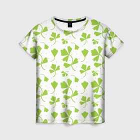 Женская футболка 3D с принтом Зелёные веточки в Тюмени, 100% полиэфир ( синтетическое хлопкоподобное полотно) | прямой крой, круглый вырез горловины, длина до линии бедер | 