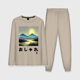 Мужская пижама с лонгсливом хлопок с принтом MoMo   Дрога к горе Фудзияма  в японском стиле в Курске,  |  | 