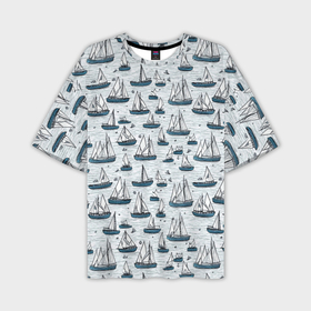 Мужская футболка oversize 3D с принтом Кораблики паттерн в Курске,  |  | 
