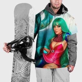 Накидка на куртку 3D с принтом Девушка с анакондой в Екатеринбурге, 100% полиэстер |  | Тематика изображения на принте: 