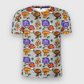 Мужская футболка 3D Slim с принтом Stardew valley   pixel mushrooms в Петрозаводске, 100% полиэстер с улучшенными характеристиками | приталенный силуэт, круглая горловина, широкие плечи, сужается к линии бедра | 