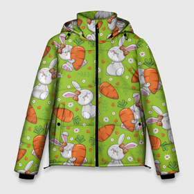 Мужская зимняя куртка 3D с принтом Летние зайчики в Тюмени, верх — 100% полиэстер; подкладка — 100% полиэстер; утеплитель — 100% полиэстер | длина ниже бедра, свободный силуэт Оверсайз. Есть воротник-стойка, отстегивающийся капюшон и ветрозащитная планка. 

Боковые карманы с листочкой на кнопках и внутренний карман на молнии. | 