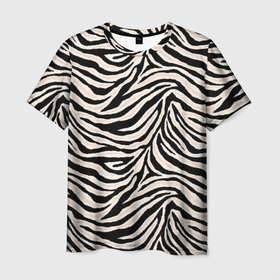 Мужская футболка 3D с принтом Полосатая шкура зебры, белого тигра в Новосибирске, 100% полиэфир | прямой крой, круглый вырез горловины, длина до линии бедер | 