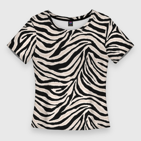 Женская футболка 3D Slim с принтом Полосатая шкура зебры, белого тигра в Белгороде,  |  | 