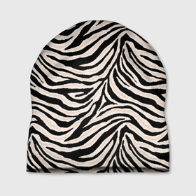 Шапка 3D с принтом Полосатая шкура зебры, белого тигра в Петрозаводске, 100% полиэстер | универсальный размер, печать по всей поверхности изделия | Тематика изображения на принте: 