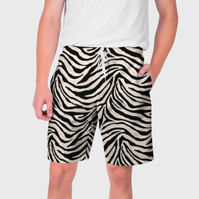 Мужские шорты 3D с принтом Полосатая шкура зебры, белого тигра ,  полиэстер 100% | прямой крой, два кармана без застежек по бокам. Мягкая трикотажная резинка на поясе, внутри которой широкие завязки. Длина чуть выше колен | 