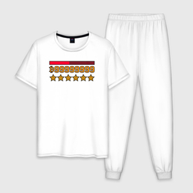 Мужская пижама хлопок с принтом GTA Максимальный Уровень Розыска Биткоин в Новосибирске, 100% хлопок | брюки и футболка прямого кроя, без карманов, на брюках мягкая резинка на поясе и по низу штанин
 | 