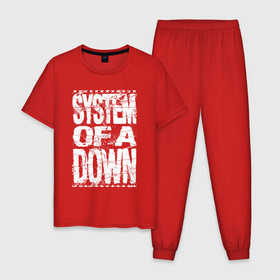 Мужская пижама хлопок с принтом System of a down   stencil в Кировске, 100% хлопок | брюки и футболка прямого кроя, без карманов, на брюках мягкая резинка на поясе и по низу штанин
 | 