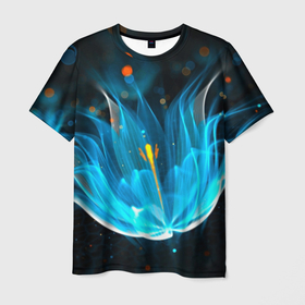 Мужская футболка 3D с принтом Цветок медуза от midjourney в Екатеринбурге, 100% полиэфир | прямой крой, круглый вырез горловины, длина до линии бедер | 
