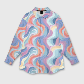 Мужская рубашка oversize 3D с принтом Абстрактные  волны пастельные  цвета в Новосибирске,  |  | 