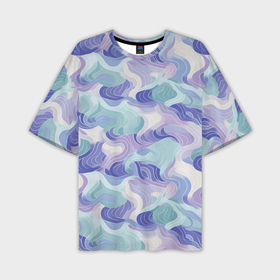 Мужская футболка oversize 3D с принтом Абстрактные  волны  разноцветные в Тюмени,  |  | 