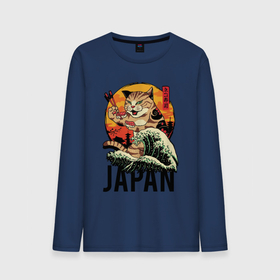 Мужской лонгслив хлопок с принтом Japan sushi cat , 100% хлопок |  | Тематика изображения на принте: 