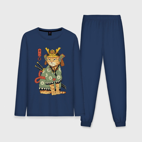 Мужская пижама с лонгсливом хлопок с принтом Samurai battle cat в Тюмени,  |  | 