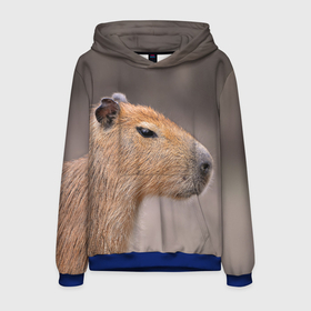 Мужская толстовка 3D с принтом Capybara profile в Курске, 100% полиэстер | двухслойный капюшон со шнурком для регулировки, мягкие манжеты на рукавах и по низу толстовки, спереди карман-кенгуру с мягким внутренним слоем. | Тематика изображения на принте: 