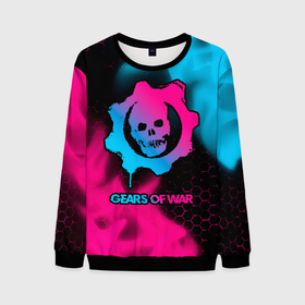 Мужской свитшот 3D с принтом Gears of War   neon gradient в Кировске, 100% полиэстер с мягким внутренним слоем | круглый вырез горловины, мягкая резинка на манжетах и поясе, свободная посадка по фигуре | 