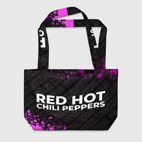 Пляжная сумка 3D с принтом Red Hot Chili Peppers rock legends: надпись и символ в Кировске, 100% полиэстер | застегивается на металлическую кнопку; внутренний карман застегивается на молнию. Стенки укреплены специальным мягким материалом, чтобы защитить содержимое от несильных ударов
 | 