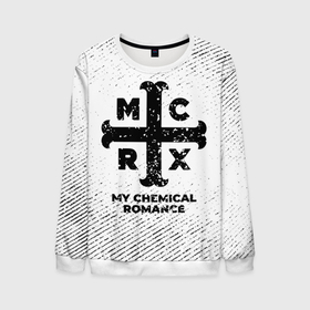 Мужской свитшот 3D с принтом My Chemical Romance с потертостями на светлом фоне в Курске, 100% полиэстер с мягким внутренним слоем | круглый вырез горловины, мягкая резинка на манжетах и поясе, свободная посадка по фигуре | 