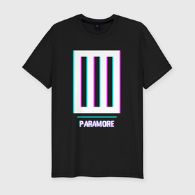 Мужская футболка хлопок Slim с принтом Paramore glitch rock в Новосибирске, 92% хлопок, 8% лайкра | приталенный силуэт, круглый вырез ворота, длина до линии бедра, короткий рукав | Тематика изображения на принте: 
