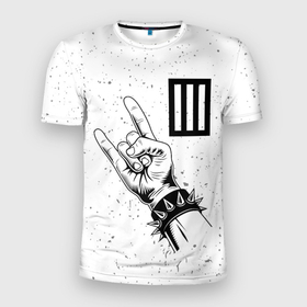 Мужская футболка 3D Slim с принтом Paramore и рок символ в Санкт-Петербурге, 100% полиэстер с улучшенными характеристиками | приталенный силуэт, круглая горловина, широкие плечи, сужается к линии бедра | 