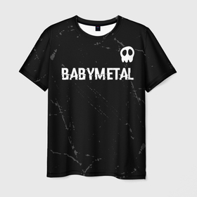 Мужская футболка 3D с принтом Babymetal glitch на темном фоне: символ сверху в Курске, 100% полиэфир | прямой крой, круглый вырез горловины, длина до линии бедер | 